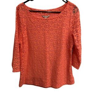 Banana Republic Womens Orange Lace Top 3/4 Sleeve Size 12